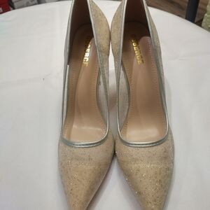 Elegant Beige Glitter Heels
